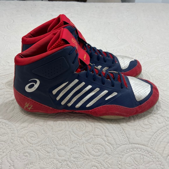 ASICS JB Elite III Wrestling Shoes Mens 15 Navy Red Jordan Burroughs J702N RARE main image 8